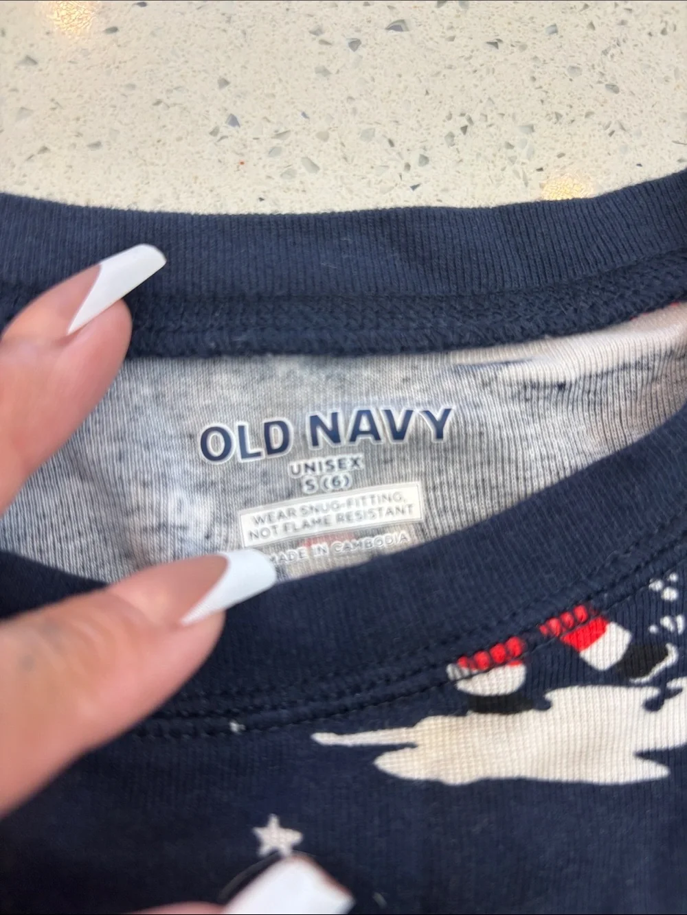 Old Navy Navy Blue Kids Santa Print Pajama Set